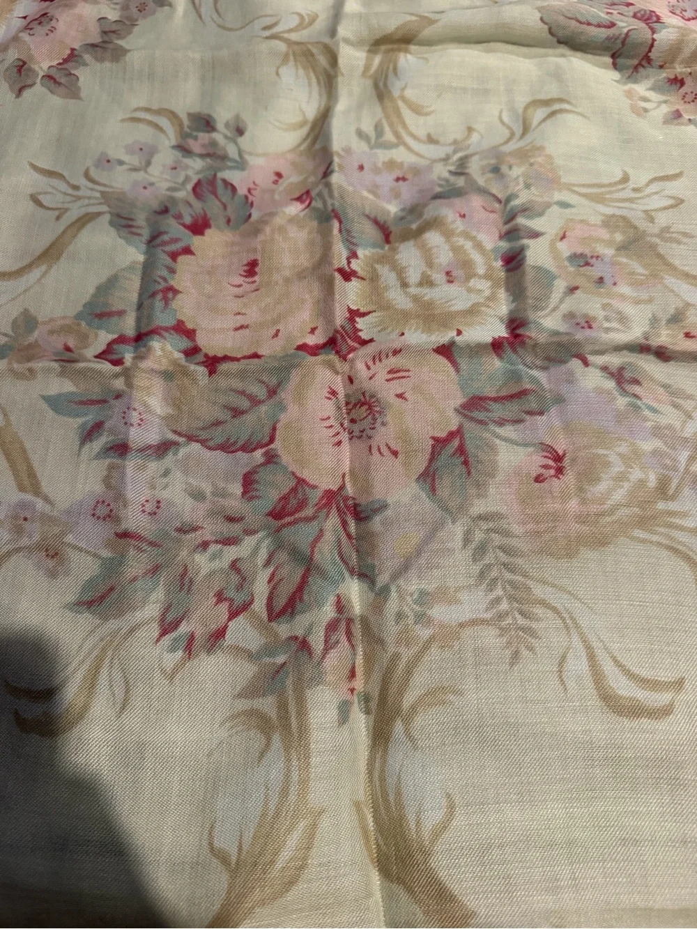 Floral Soft Cream and Pink Vintage-Inspired Scarf Wrap